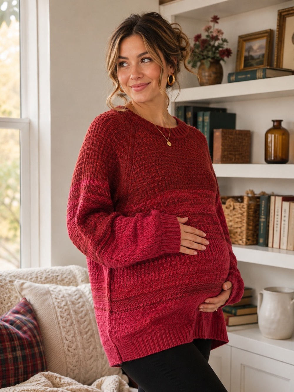 Isabel Maternity by Ingrid & Isabel Ombre Chunky Knit Sweater Large NWT